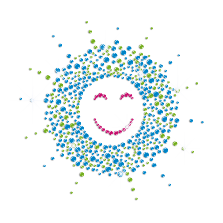 Bling Sun with Smile Iron-on Neon Rhinestud Transfer