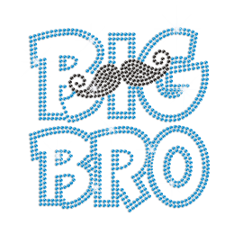 Teal Blue Big Bro Iron-on Rhinestone Transfer