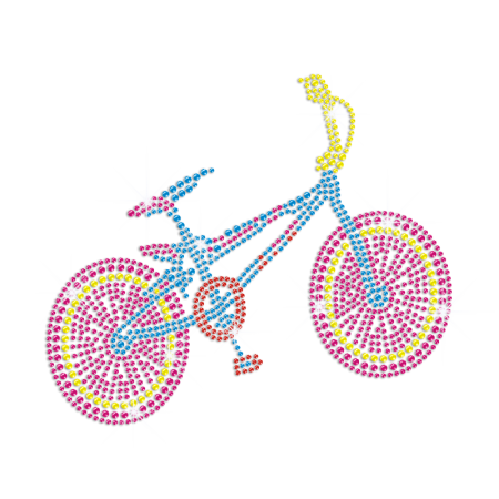 Colorful Bicycle Iron-on Rhinestone Transfer