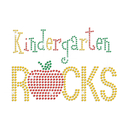 Kindergarten Rocks Iron on Rhinestone Transfer