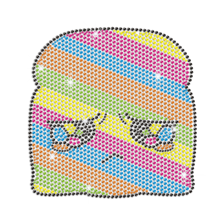 Multicolored and Teary Bread Iron on Rhinestone Transfer