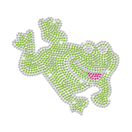 A Lively Jumping Frog Iron on Rhinestone Transfer