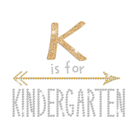 K Is for Kindergarten Iron on Glitter Rhinestone Transfer Decal