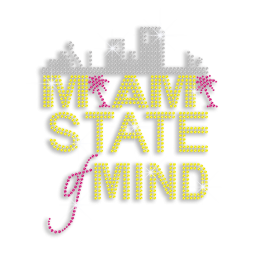 Magic Show Miami Landscape State of Mind Neon Stud Iron on Transfer