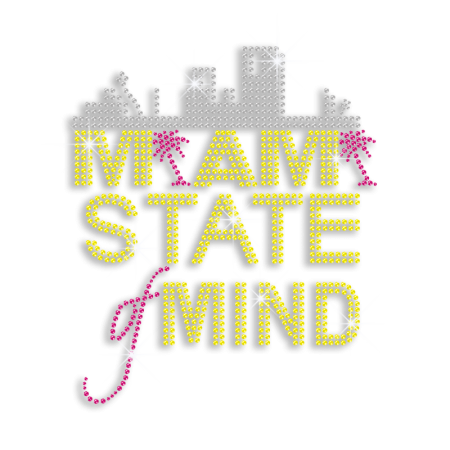 Magic Show Miami Landscape State of Mind Neon Stud Iron on Transfer