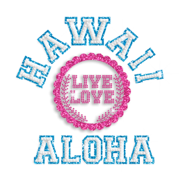 Magic Show Hawaii Live Love Ahola Iron-on Neon Stud Glitter Transfer