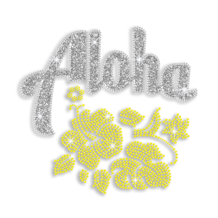 Magic Show Hawaii Hibiscus Aloha Neon Stud Glitter Iron-on Transfer