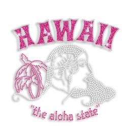 Magic Show the Aloha State Hawaii Beauty Neon Stud Glitter Iron-on Transfers