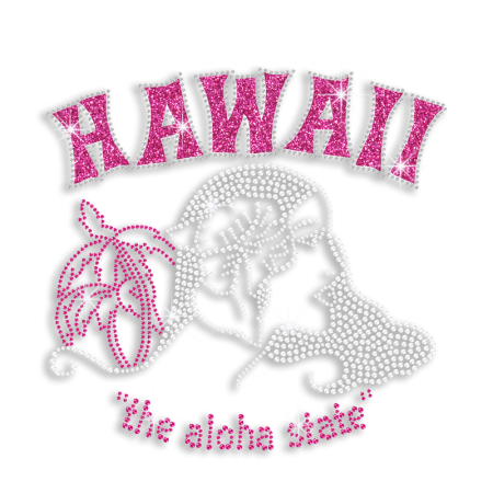 Magic Show the Aloha State Hawaii Beauty Neon Stud Glitter Iron-on Transfers