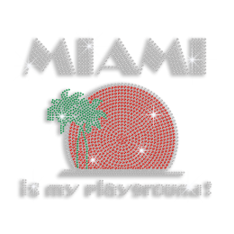 Custom Miami Is My Playground Neon Stud Glitter Iron-on Transfers