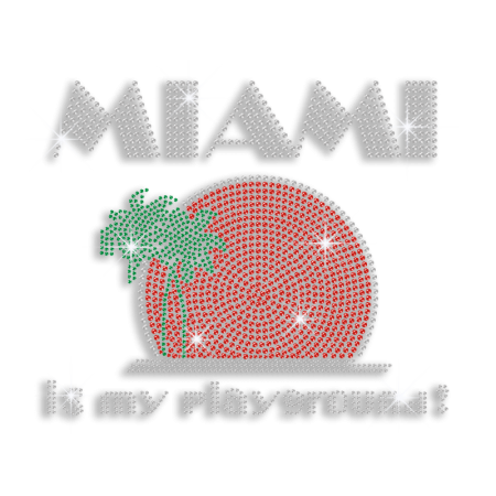 Custom Miami Is My Playground Neon Stud Glitter Iron-on Transfers