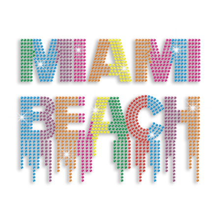 Magic Show Colorful Miami Beach Neon-Rhinestud Iron-on Transfer