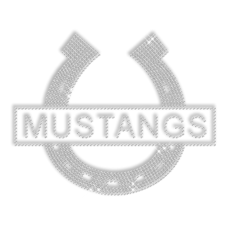 Shining Rhinestone Iron on Mustangs Horseshoe Motif for Shirts