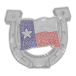 Shining Rhinestone Iron on Flag and Horseshoe Motif for Clothes