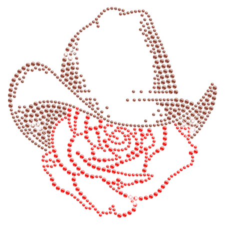 Ingenious Cowboy Hat with Rose Iron on Rhinestone Transfer for Clothes