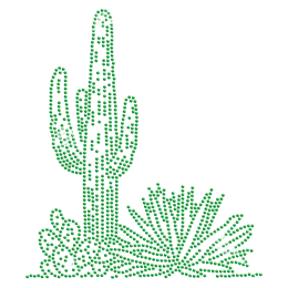 Rhinestone Bright Green Cactus Iron on Motif