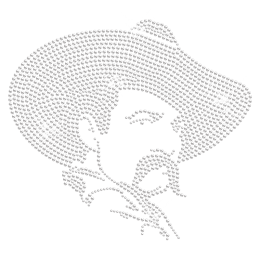 Crystal Cowboy Iron on Rhinestone Motif