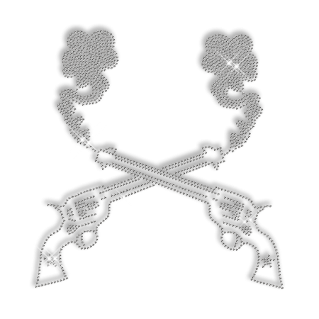 Sparkling Double Guns of Cowboy Rhinestone Iron on Transfer Motif for Clothes