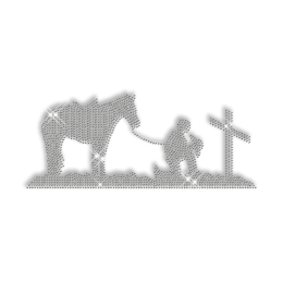 Sparkling Cowboy in the Graveyard Rhinestone Iron on Transfer Motif for Shirts