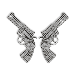 Sparkling Two Guns for Cowboys Rhinestone Iron on Transfer Motif for Clothes