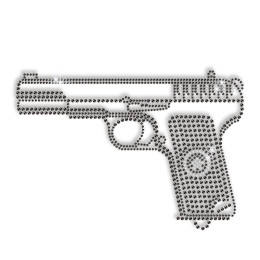 Cool Black Gun Rhinestone Iron on transfers for Man