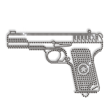 Cool Black Gun Rhinestone Iron on transfers for Man