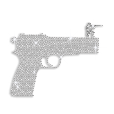 Cool Crystal Gun Iron on Sequin Transfers for Man