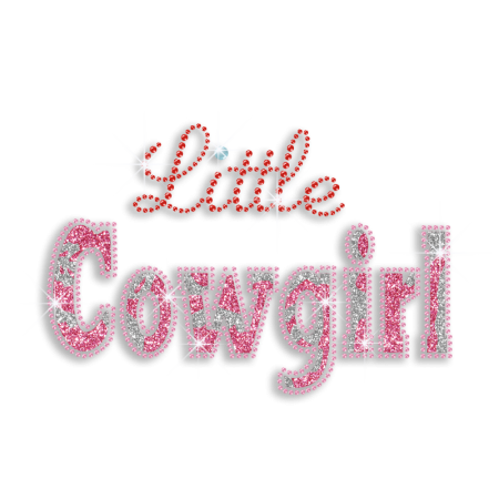 Beautiful Rose Pink Little Cow Girl Rhinestone Transfers