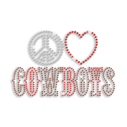 Hot Custom Peace Love Cowboy Rhinestone Iron ons Transfer