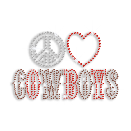 Hot Custom Peace Love Cowboy Rhinestone Iron ons Transfer