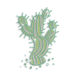 Lively Green Cactus Rhinestone Hotfix Transfers