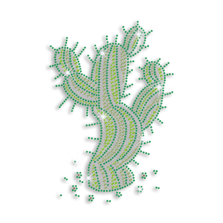 Lively Green Cactus Rhinestone Hotfix Transfers