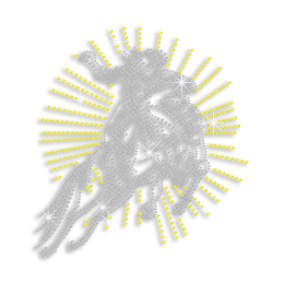 Sparkling Cowboy Riding A Horse Iron on Rhinestone Transfer Motif