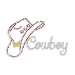 Bling Cowboy Hat Iron-on Rhinestone Transfer Motif