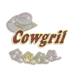 Bling Cowgirl with Hat & Boots Iron-on Glitter Rhinestone Transfer