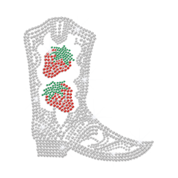 Crystal Strawberry Cowgirl Boot Hotfix Rhinestone Design