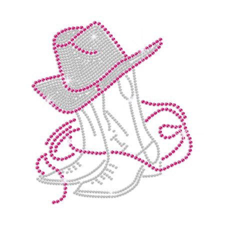 Cowgirl Boots & Hat Iron-on Rhinestone Transfer