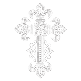 Floral Cross Crystal Hot Fix Motif Design