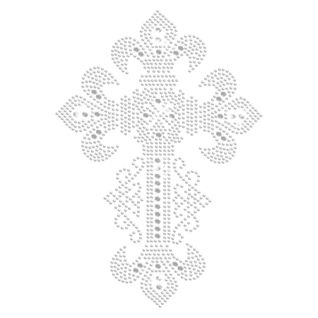 Floral Cross Crystal Hot Fix Motif Design