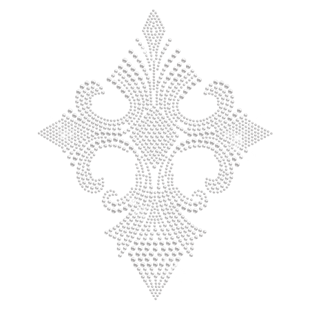 Iron on Fleur-de-lis Cross Rhinestone Transfer