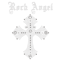 Rock Angel Cross Hotfix Stone Motif