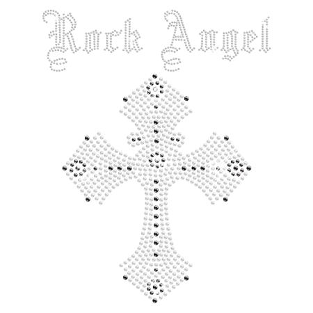 Rock Angel Cross Hotfix Stone Motif