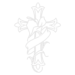 Cross with Lily Bling Bling Iron on Motif Design for t shirt