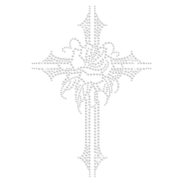 Clear Stone Cross with Rose Iron on Motif Design
