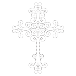 Charming Cross Iron on Rhinestone Design for Clothing