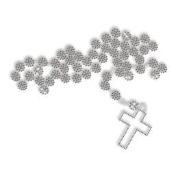 Crystal and Black Necklace Cross Hot Fix Design