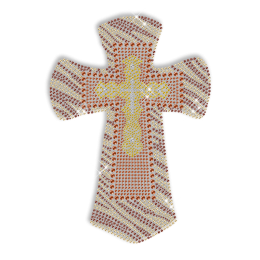 Colorful Rhinestone and Nainhead Cross Hot Fix Design