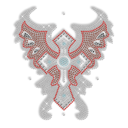 Butterfly Cross Iron on Rhinestone Transfer