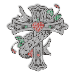 Faith Cross Rhinestone Hot Fix Design