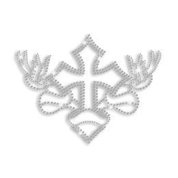 Crystal Cross with Wings Iron-on Rhinestone Transfer